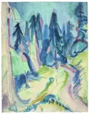 Tannenwald by Ernst Ludwig Kirchner, Um 1920, Aquarell auf Papier (Prägestempel: WINTERTHUR SILK BLOTTING), sold Jun 2010