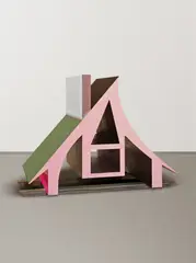 Thomas Scheibitz, Haus, 2001, Öl und Filzstift auf MDF-Platte und Holz