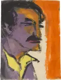 Emil Nolde, Porträt Hermann Probst“. Vor 1921, Aquarell und Tuschpinsel auf Japan
