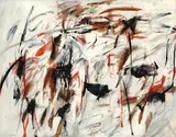 Peter Brüning, Nr. 110, 1962, Öl, Kreide und Farbkreide auf Leinwand