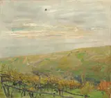 Max Slevogt, Landschaft mit fliegendem Vogel (Blick ins Leinsweiler Tal im Herbst)