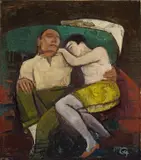 Ruhendes Paar“ (Liebespaar) by Karl Hofer, 1926, Öl auf Leinwand. Doubliert, sold May 2011