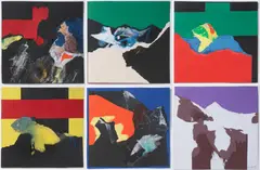 Ludmila Padrtová, Convolute of Six Collages, collage, pencil, pastel, gouache, paper