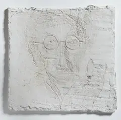 David Vávra, Portrait of Reynek, 2021, drawing in plaster
