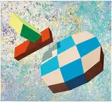 Ronald Davis, Block, Slab, and Checkered Lens (PTG 0935), 1988, Cel-vinyl acrylic copolymer and Nova gel on canvas
