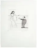 David Hockney, Pleading for the Child (pl. 37 from Illustrations for Six Fairy Tales from the Brothers Grimm), 1969-1970, Etching on paper