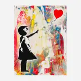 Thierry Guetta, Balloon Girl (Unique), 2022, screenprint in colors with hand-painted elements