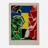 Josef Zenk, Flesh & Spirit, woodcut in colors on rice paper