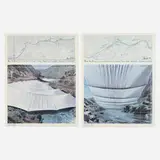 Christo, From Above; From Below (two works from Over the River / Project for the Arkansas River, Colorado), 1993, offset lithograph in colors