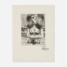 Untitled (from Surrealism between Two Wars: International Anthology of Contemporary Engraving, Volume 2, from the series The Forerunners of the Avant-Garde) by Paul Delvaux, 1966, etching on BFK Rives, sold Jun 2023