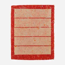 Howardena Pindell, Kyoto (Positive/Negative), 1980, double-sided lithograph with etching in colors on five sheets of laminated Kinwashi Chine collé to dyed Japan