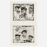 Donald Baechler, Two works from The Counterfeiters portfolio