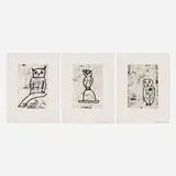 Donald Baechler, Three works from the Owls portfolio