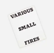 Various Small Fires by Ed Ruscha, 1965, black offset printing with yellow varnish tint overprint on 100 lb. white Vicksburg Vellum text paper, sold Jun 2023