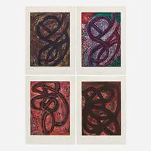 Louise Fishman, Suite of four works, 1984, woodcut in colors with hand-deletions on Arches