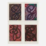 Louise Fishman, Suite of four works, 1984, woodcut in colors with hand-deletions on Arches