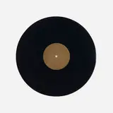 Christian Marclay, Untitled (Record Without a Groove), 1987, black vinyl groove-less record with golden label in black suede pouch with gold lettering