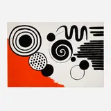 Alexander Calder, Composition with Black Spirals and Circle with Red, c. 1970, lithograph in colors