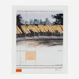 Christo, The Gates, Central Park, 1986, offset lithograph in colors, fabric swatch
