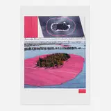 Christo, Surrounded Islands, Biscayne Bay, Greater Miami, 1983, offset lithograph in colors, fabric swatch