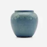 Transitional vase with grapevine by Sadie Irvine for Newcomb College Pottery, sold Oct 2025