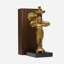 Paul Manship, Drinking fountain for the AT&T Company headquarters, New York (Child in classical drapery with dolphins), 1914, patinated bronze