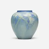 Vase with spiderwort by Sadie Irvine for Newcomb College Pottery, sold Oct 2025