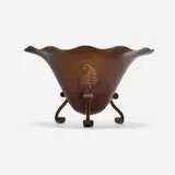 Marie Zimmermann, Footed flared bowl with leaves, c. 1925, handwrought and patinated copper
