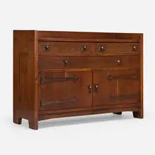 Gustav Stickley, Early sideboard, model 967, c. 1901-02, oak, iron