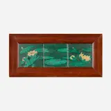 Grueby Faience Company, Three-tile frieze with water lilies