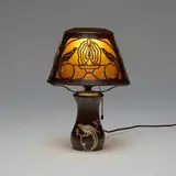 Heintz Art Metal Shop, Birds-of-paradise and Fountain overlay desk lamp