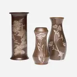 Collection of three vases by Heintz Art Metal Shop, sold Jun 2025