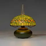 Vine Border (Acorn) converted table lamp by Tiffany Studios and Hampshire Pottery, sold Jun 2025