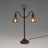 Kennard Bigelow & Co., Double student lamp, c. 1900, bronze, white mica
