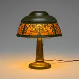 Heintz Art Metal Shop, Art Nouveau style butterfly overlay table lamp
