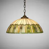 Bradley & Hubbard, Hanging lamp, c. 1915, leaded slag glass, copper