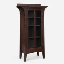 Limbert, Bookcase, model 357, c. 1910, oak, glass, copper