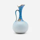 Dull Finish ewer with stylized flowers by Matthew Daly for Rookwood Pottery, 1882, glazed and gilt earthenware, sold Jun 2025