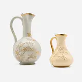 Dull Finish ewers, set of two by Rookwood Pottery, 1881, 1882, glazed and gilt earthenware, sold Jun 2025