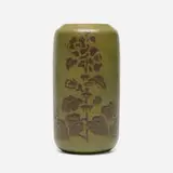 Maude Milner and Sarah Tutt for Marblehead Pottery, Early vase with stylized hollyhocks