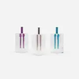 Shiro Kuramata, Flower vase # 1, set of three, 1989, acrylic, anodized aluminum, glass