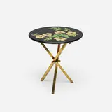 occasional table by Piero Fornasetti, c. 1965, lithographic transfer print on lacquered wood, brass, sold Jul 2017