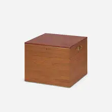 Hardy Broderson, jewelry box, c. 1950, walnut, brass, leather, acrylic