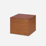 Hardy Broderson, jewelry box, c. 1950, walnut, brass, leather, acrylic