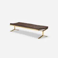 Alpha bench by Nicos Zographos, 1963, bronze, leather, sold Jul 2017
