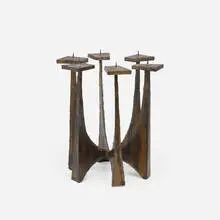 Paul Evans, candelabrum, c. 1970, welded and patinated steel