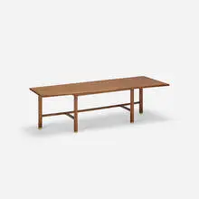 Edward Wormley, coffee table, c. 1957, walnut, brass