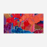 Robert Kushner, Red Cyclamen (diptych), 2000, oil, acrylic, glitter and gold leaf on canvas
