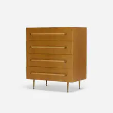 cabinet by T. H. Robsjohn-Gibbings, 1953, bleached walnut, brass, cane, sold Jul 2017