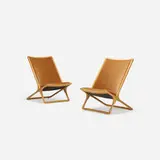 Ward Bennett, Scissor chairs, pair